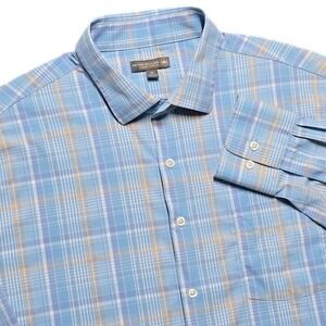 Peter Millar Summer Comfort L/S Button Up Shirt Mens XL Nylon Pastel‎ Plaid